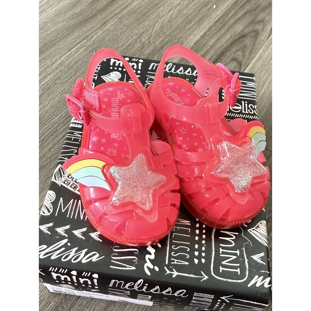 Mini Melissa Jelly Sandals Kids Size 5 Pink Possession II Rainbow Sweet Scented